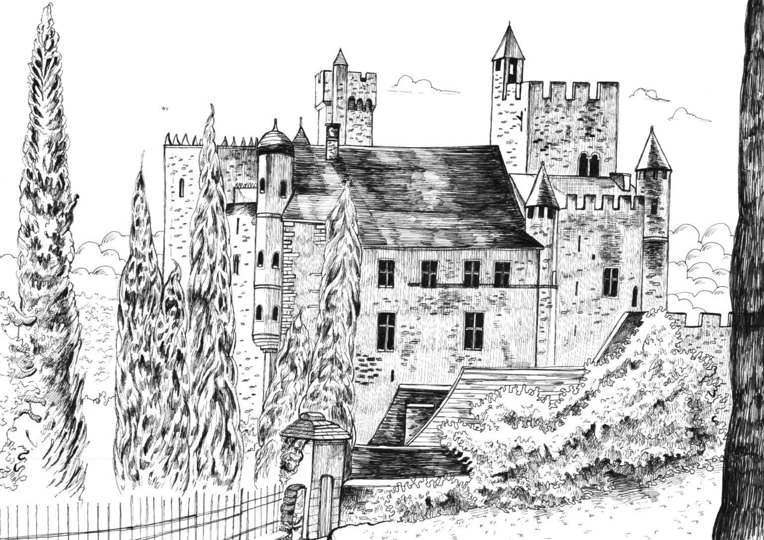 Château de Beynac Dessin du Chateau de Bonaguil