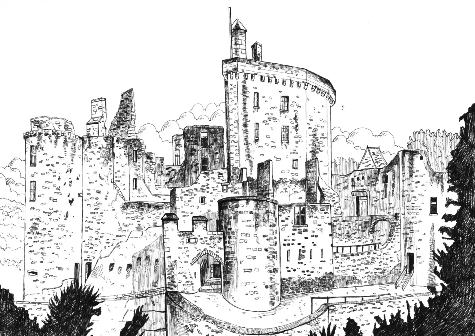 maxence-chateaux-du-perigord-01 Dessin du Chateau de Bonaguil