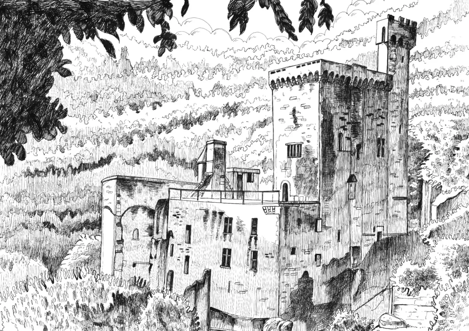 maxence-illustration-chateau-02-2 Dessin du Chateau de Bonaguil